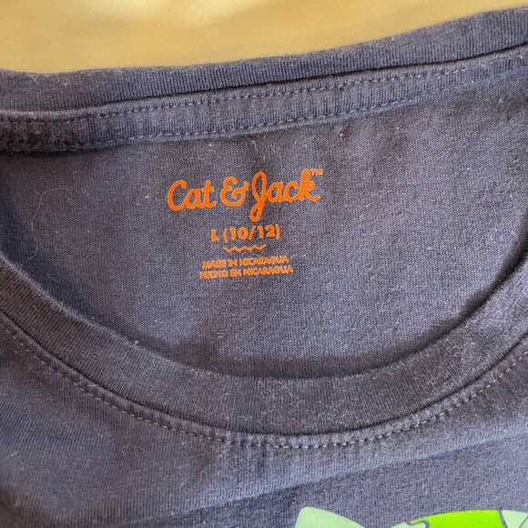Cat & Jack Girl's Size L 10 11 LOVE Tee Navy Aqua Pink with Cats Kittens - Picture 3 of 4